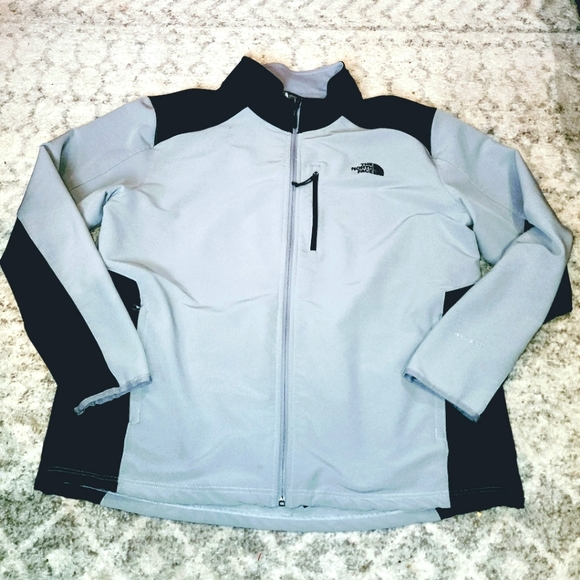 The North Face Other - THE NORTH FACE | WINDWALL Gray Blue Mock Neck Full Zip Softshell Logo Jacket XXL